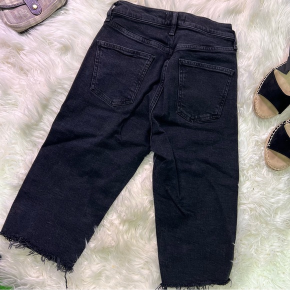 Agolde Carrie Long Length Slim Shorts - High Rise, Black, Size 24 - Picture 3 of 10